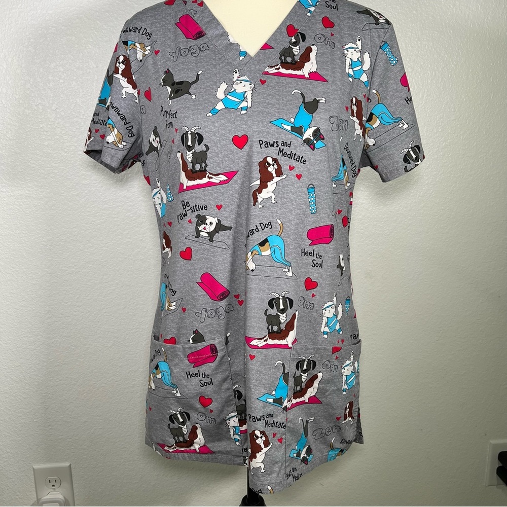 Nurse Scrub Yoga Dogs Cats Goats Dickies - Picture 4 of 11